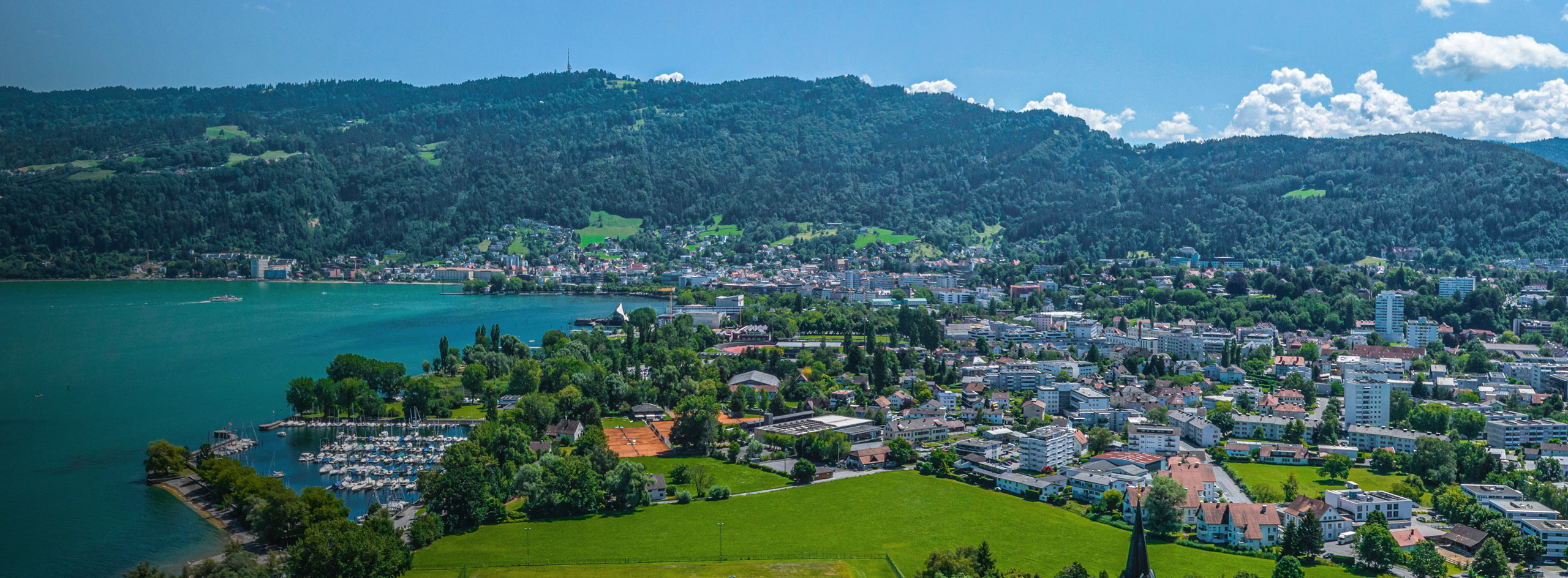 Ausblick auf den Bodensee in Bregenz, Technikland Vorarlberg